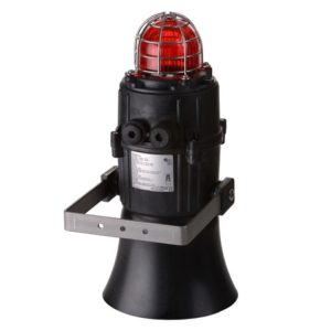 Sygnalizator świetlno-dźwiękowy ksenonowy czerwony Ex Atex przeciwwybuchowy serii E2xC1X05F 116dB IP66 230VAC E2xC1X05FAC230BN1A1B/R