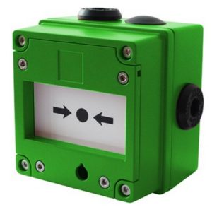 Przycisk iskrobezpieczny typu ROP ze zbijalną szybką zielony serii IS-CP4-BG IP66 IS-CP4A-BGSSNAN1A1N