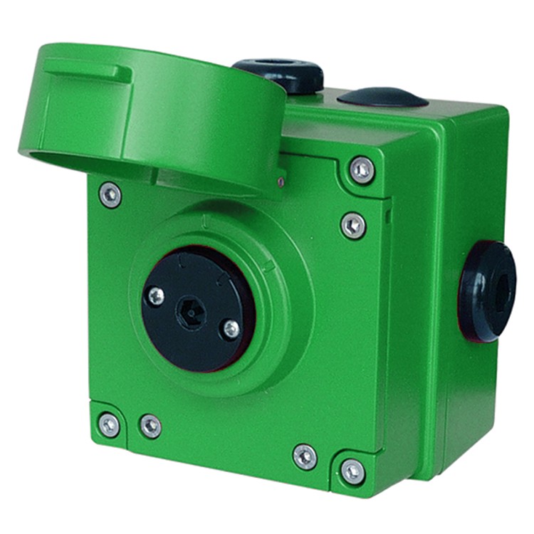 Przycisk przeciwwybuchowy Ex Atex z klapką ochronną kasowany narzędziem zielony serii BExCP3A-PT IP66 BExCP3A-PTSSLAB1A1NN